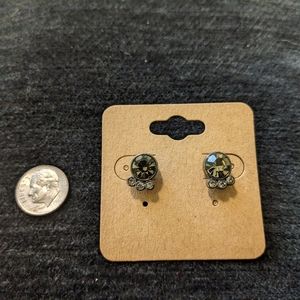 Iridescent studs with three rhinestone accents underneath